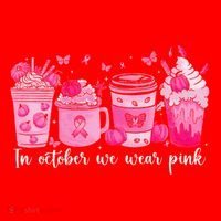 In October We Wear P.Ink Ribbon Pumpkin Spice Breast Cancer Gift Santa Hat thumb 1