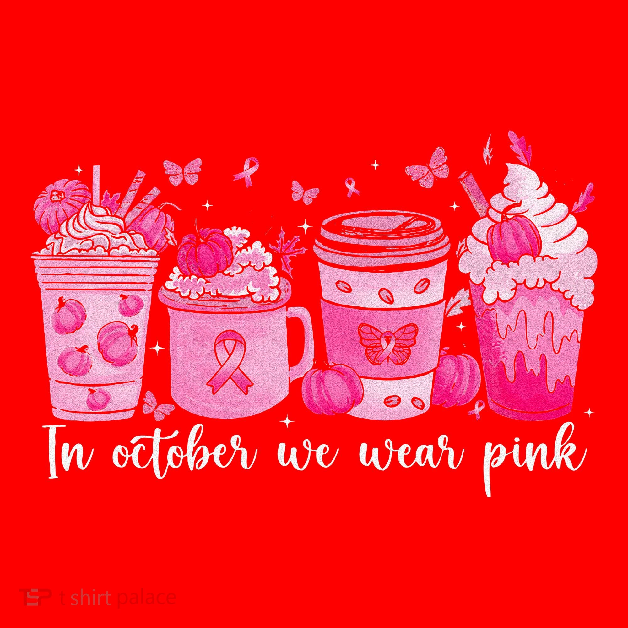 In October We Wear P.Ink Ribbon Pumpkin Spice Breast Cancer Gift Santa Hat