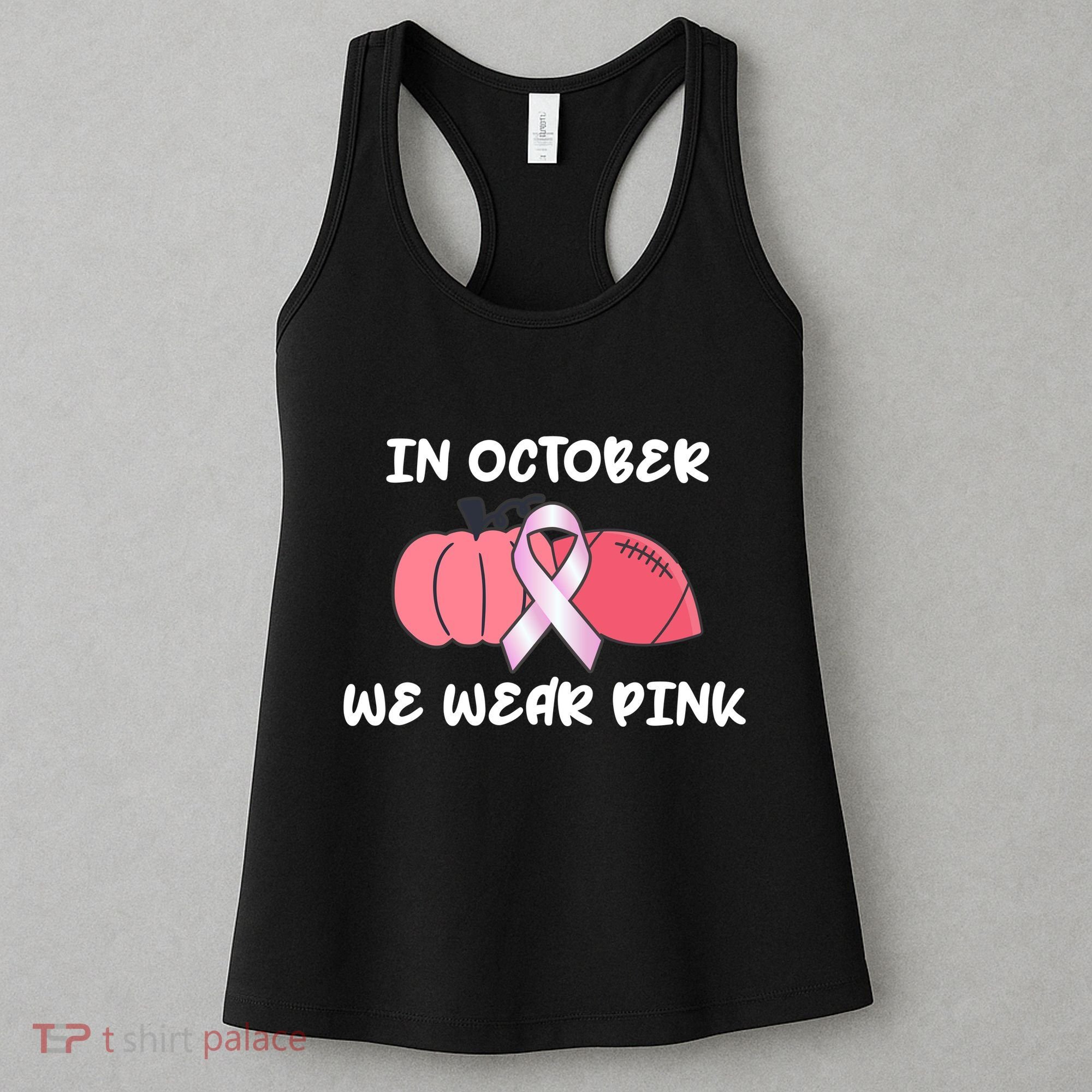 In October We Wear Pink Breast Cancer Pumpkin Ribbon Women's Tank Top