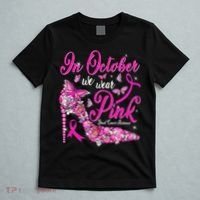 In October We Wear Pink Butterflies Breast Cancer Awareness T-Shirt thumb 5