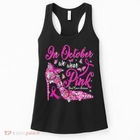 In October We Wear Pink Butterflies Breast Cancer Awareness Women's Tank Top thumb 0