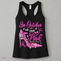 In October We Wear Pink Butterflies Breast Cancer Awareness Women's Tank Top thumb 3