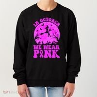 In October We Wear Pink Breast Cancer Halloween Witch Women's Sweatshirt thumb 0