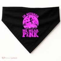 In October We Wear Pink Breast Cancer Halloween Witch USA-Made Doggie Bandana thumb 0