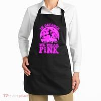 In October We Wear Pink Breast Cancer Halloween Witch Apron thumb 2