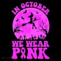 In October We Wear Pink Breast Cancer Halloween Witch Coffee Mug thumb 5