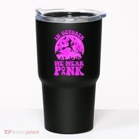 In October We Wear Pink Breast Cancer Halloween Witch Tumbler thumb 0