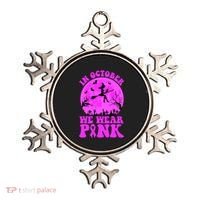 In October We Wear Pink Breast Cancer Halloween Witch Ornament thumb 0