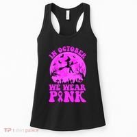 In October We Wear Pink Breast Cancer Halloween Witch Women's Tank Top thumb 0