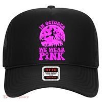 In October We Wear Pink Breast Cancer Halloween Witch Hat thumb 0