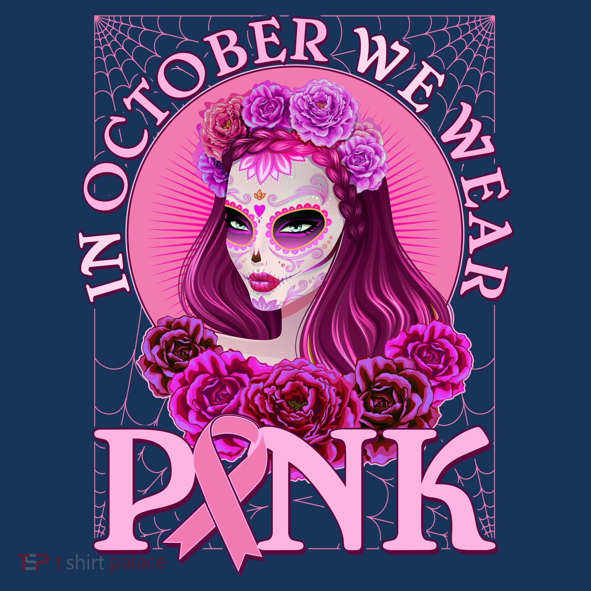 In October We Wear Pink Day Of The Dead Breast Cancer Warrior Women's Tank Top