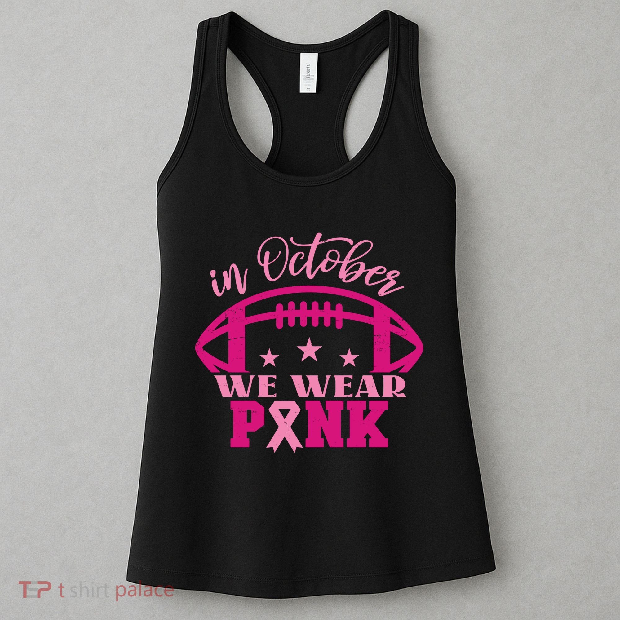 In October We Wear Pink Football Ribbon Women's Tank Top