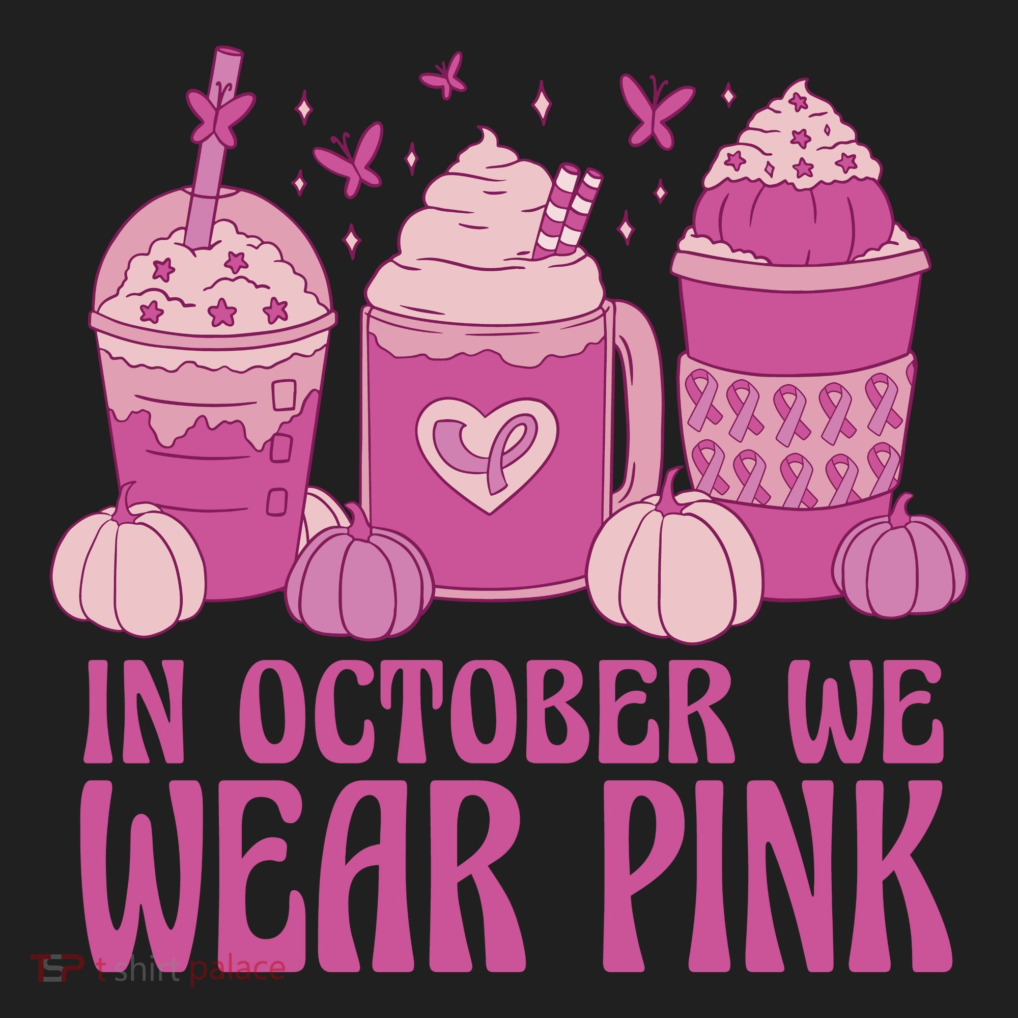 In October We Wear Pink Autumn Pumpkin Coffee Women's Sweatshirt