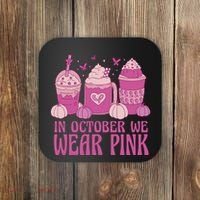 In October We Wear Pink Autumn Pumpkin Coffee Coaster thumb 0