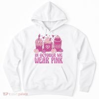 In October We Wear Pink Autumn Pumpkin Coffee Hoodie thumb 0