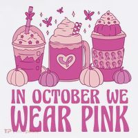 In October We Wear Pink Autumn Pumpkin Coffee Long Sleeve Shirt thumb 2