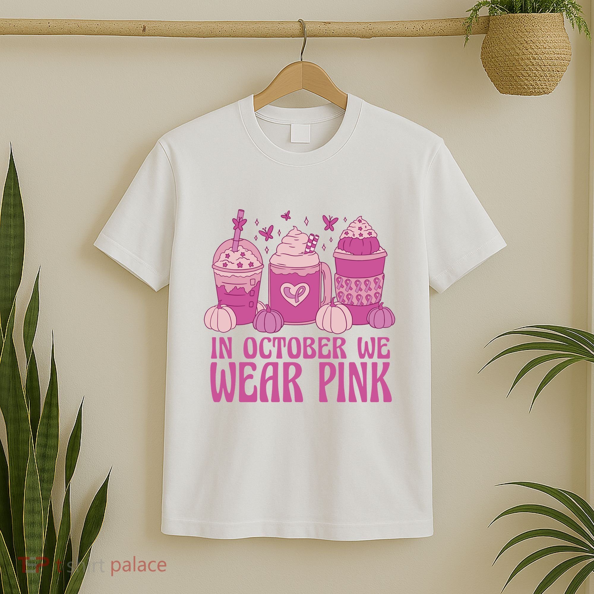 In October We Wear Pink Autumn Pumpkin Coffee T-Shirt