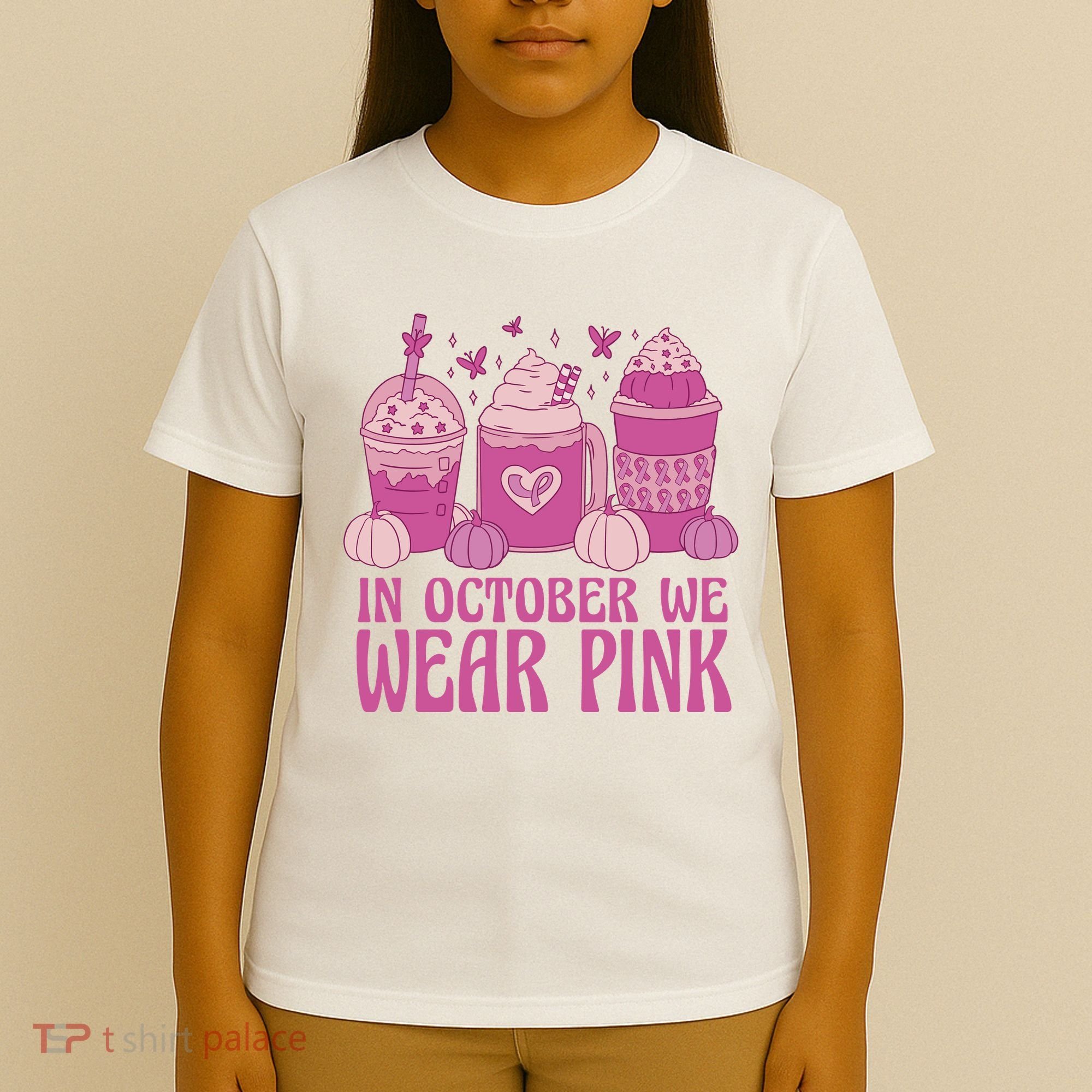 In October We Wear Pink Autumn Pumpkin Coffee T-Shirt