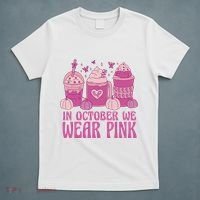 In October We Wear Pink Autumn Pumpkin Coffee T-Shirt thumb 5