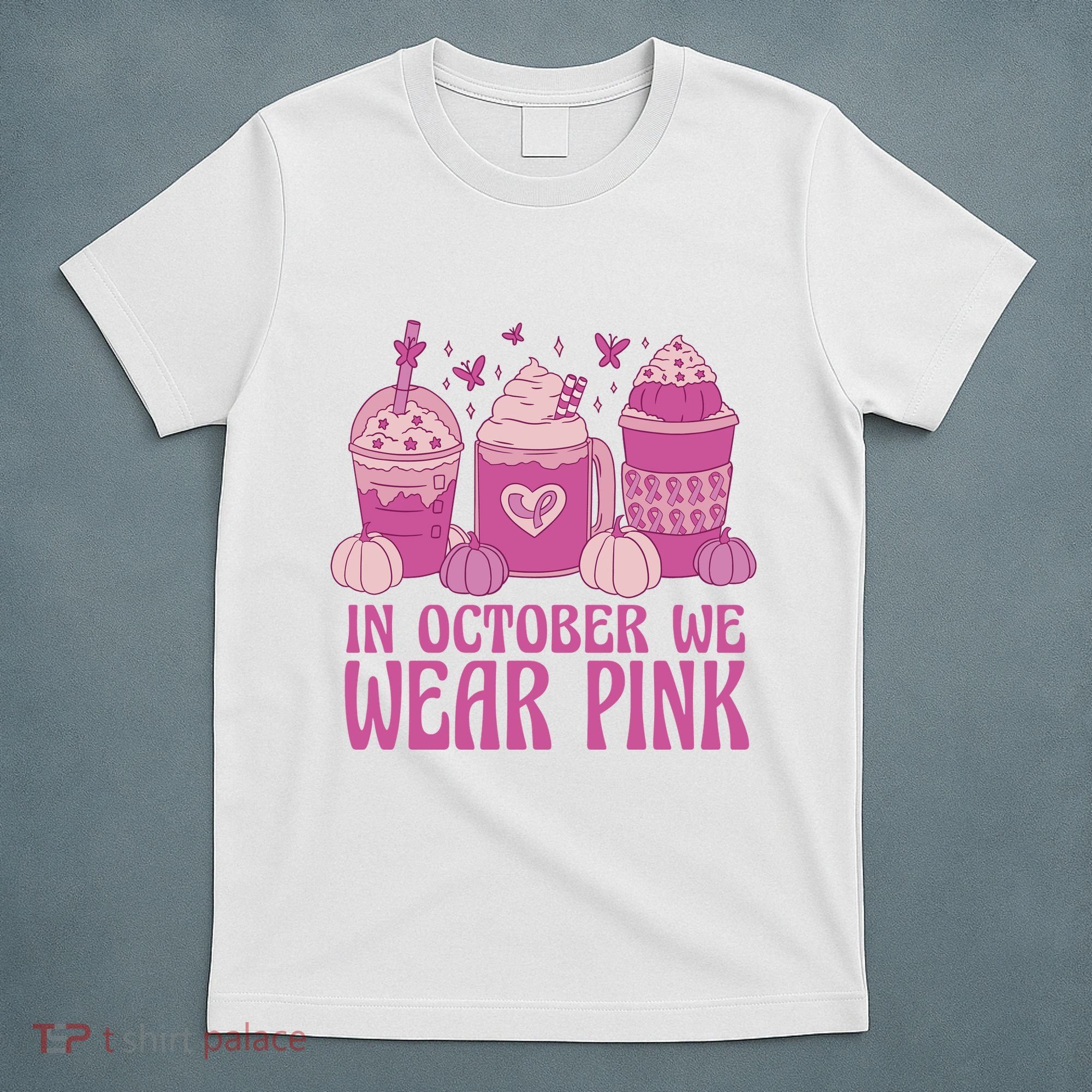 In October We Wear Pink Autumn Pumpkin Coffee T-Shirt