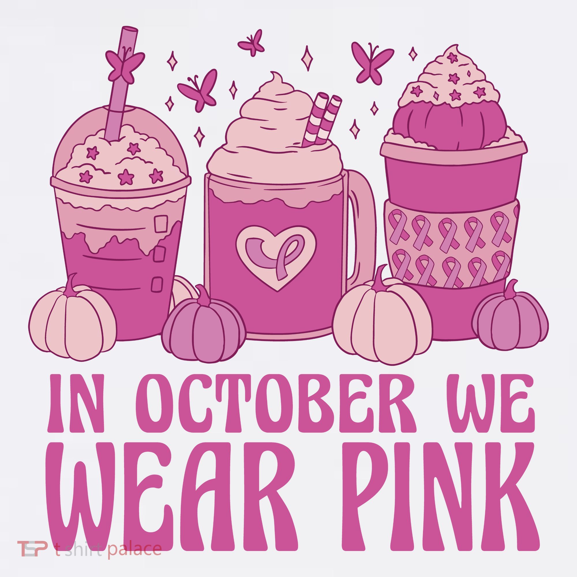 In October We Wear Pink Autumn Pumpkin Coffee T-Shirt