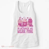 In October We Wear Pink Autumn Pumpkin Coffee Women's Tank Top thumb 0