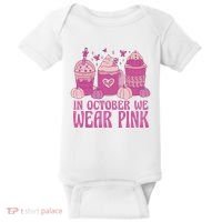 In October We Wear Pink Autumn Pumpkin Coffee Baby Bodysuit thumb 0