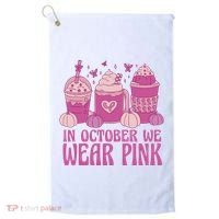 In October We Wear Pink Autumn Pumpkin Coffee Golf Towel thumb 0