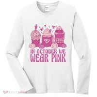 In October We Wear Pink Autumn Pumpkin Coffee Women's Long Sleeve Shirt thumb 0