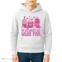In October We Wear Pink Autumn Pumpkin Coffee Kids Hoodie thumb 4
