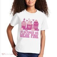 In October We Wear Pink Autumn Pumpkin Coffee Kids T-Shirt thumb 2