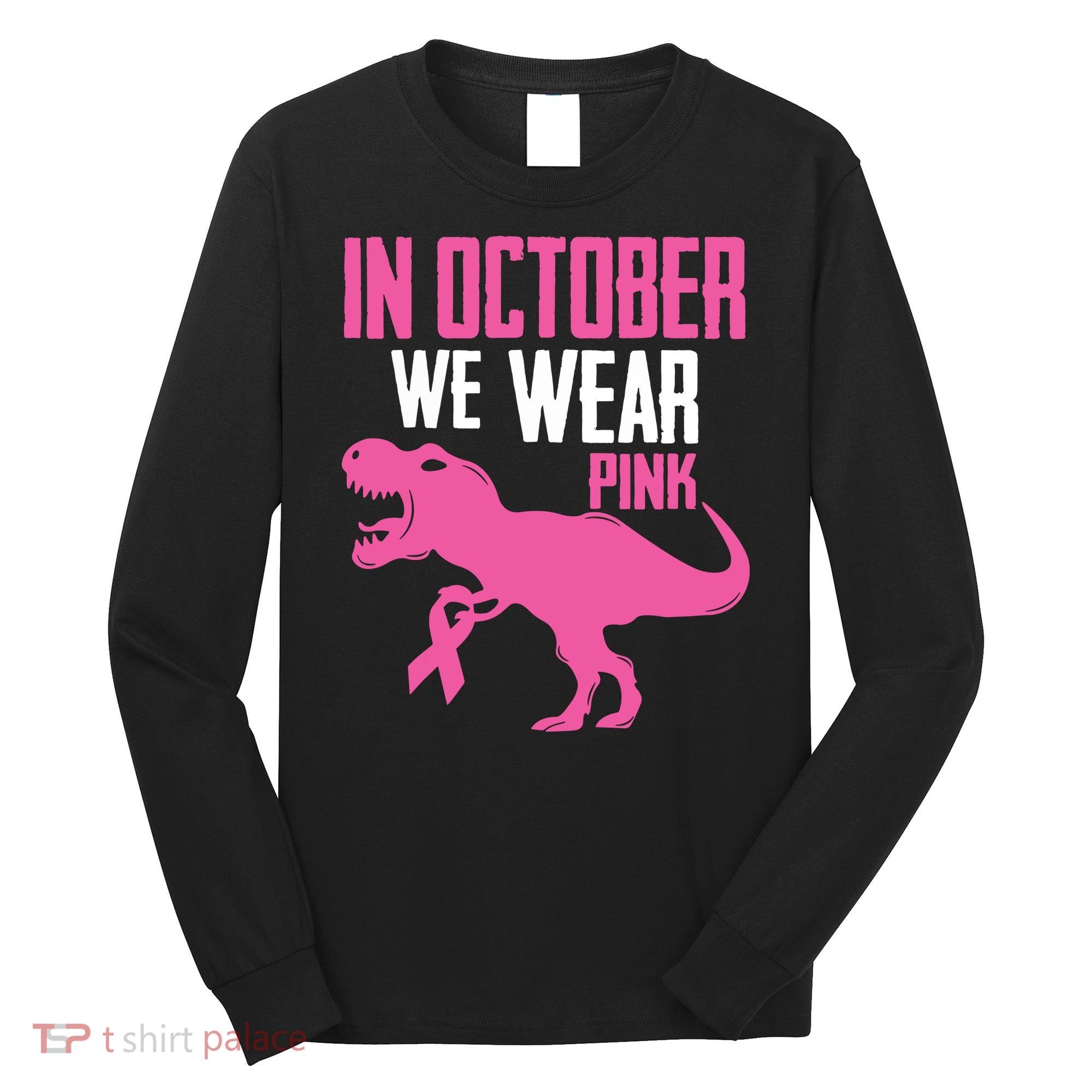 In October We Wear Pink Breast Cancer Awareness Boy Kids Long Sleeve Shirt
