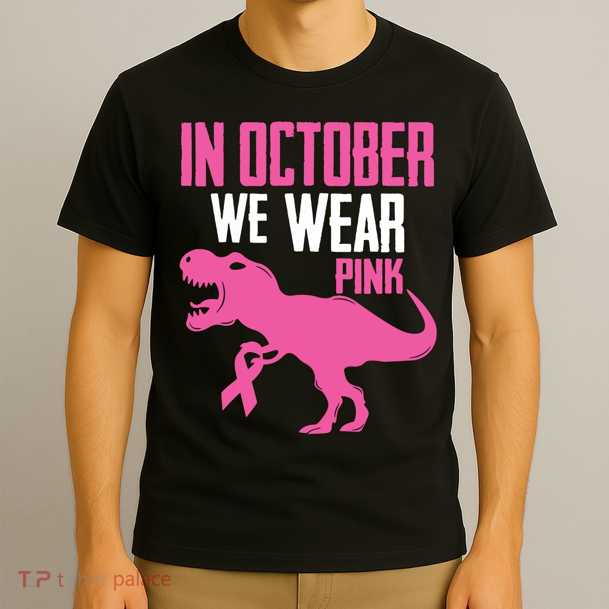 In October We Wear Pink Breast Cancer Awareness Boy Kids T-Shirt