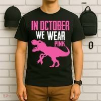 In October We Wear Pink Breast Cancer Awareness Boy Kids T-Shirt thumb 6