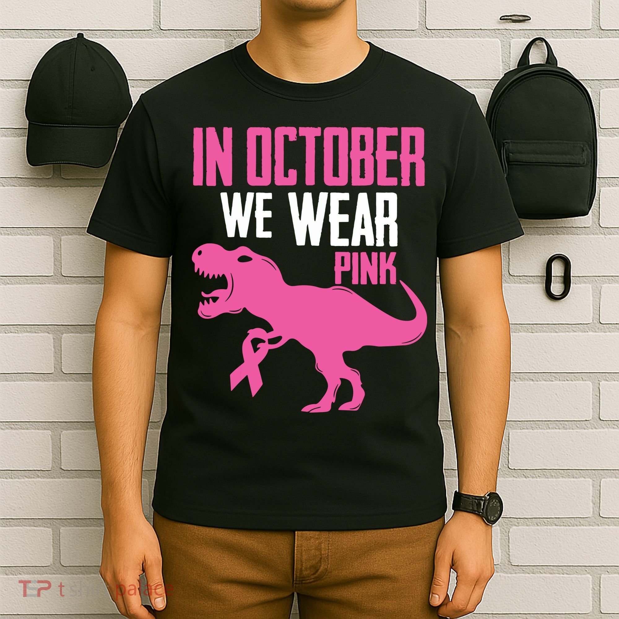 In October We Wear Pink Breast Cancer Awareness Boy Kids T-Shirt