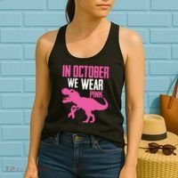 In October We Wear Pink Breast Cancer Awareness Boy Kids Women's Tank Top thumb 2