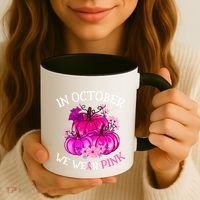 In October We Wear Breast Cancer Awareness October Gift Coffee Mug thumb 3