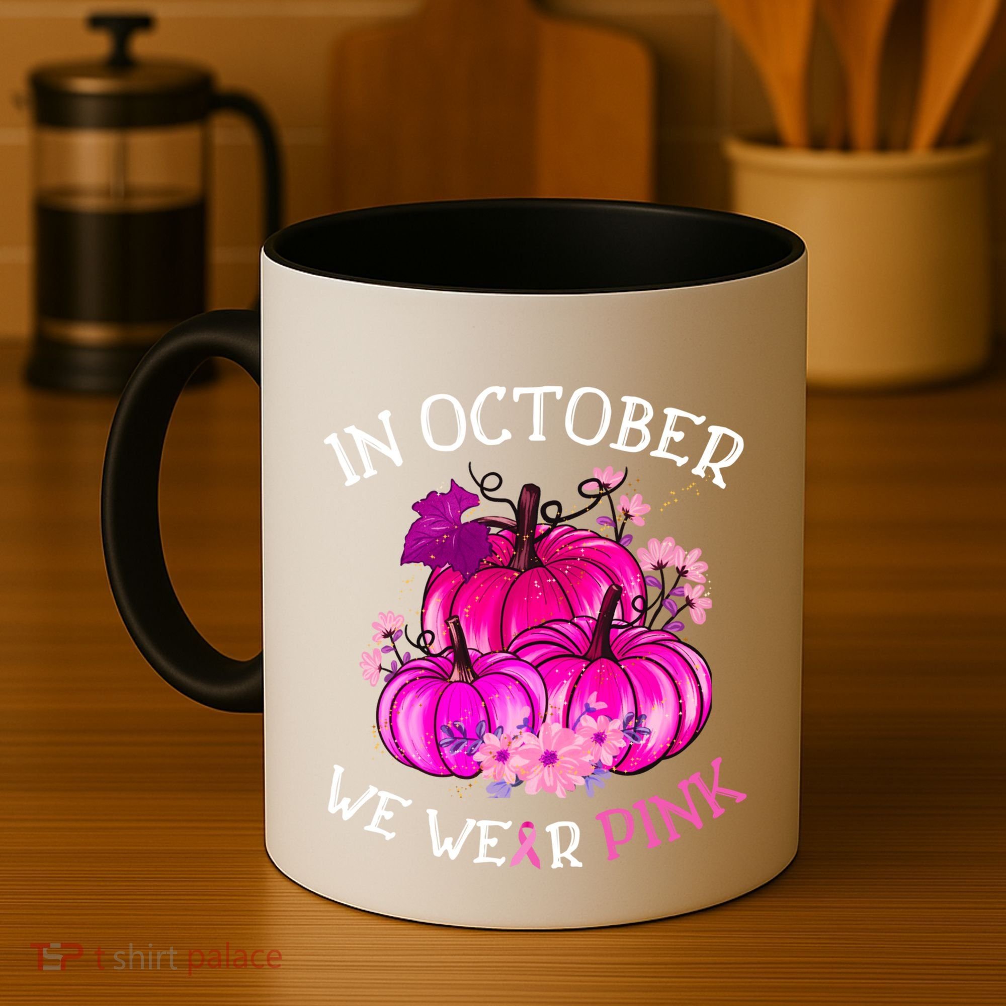 In October We Wear Breast Cancer Awareness October Gift Coffee Mug