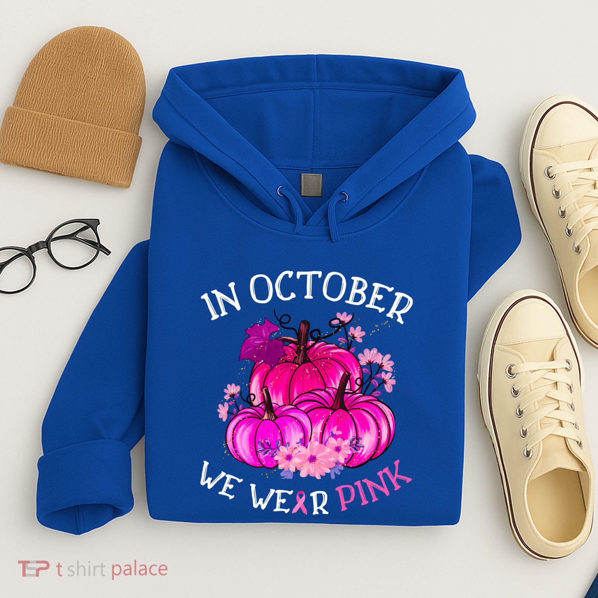 In October We Wear Breast Cancer Awareness October Gift Hoodie