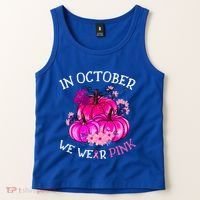In October We Wear Breast Cancer Awareness October Gift Tank Top thumb 2