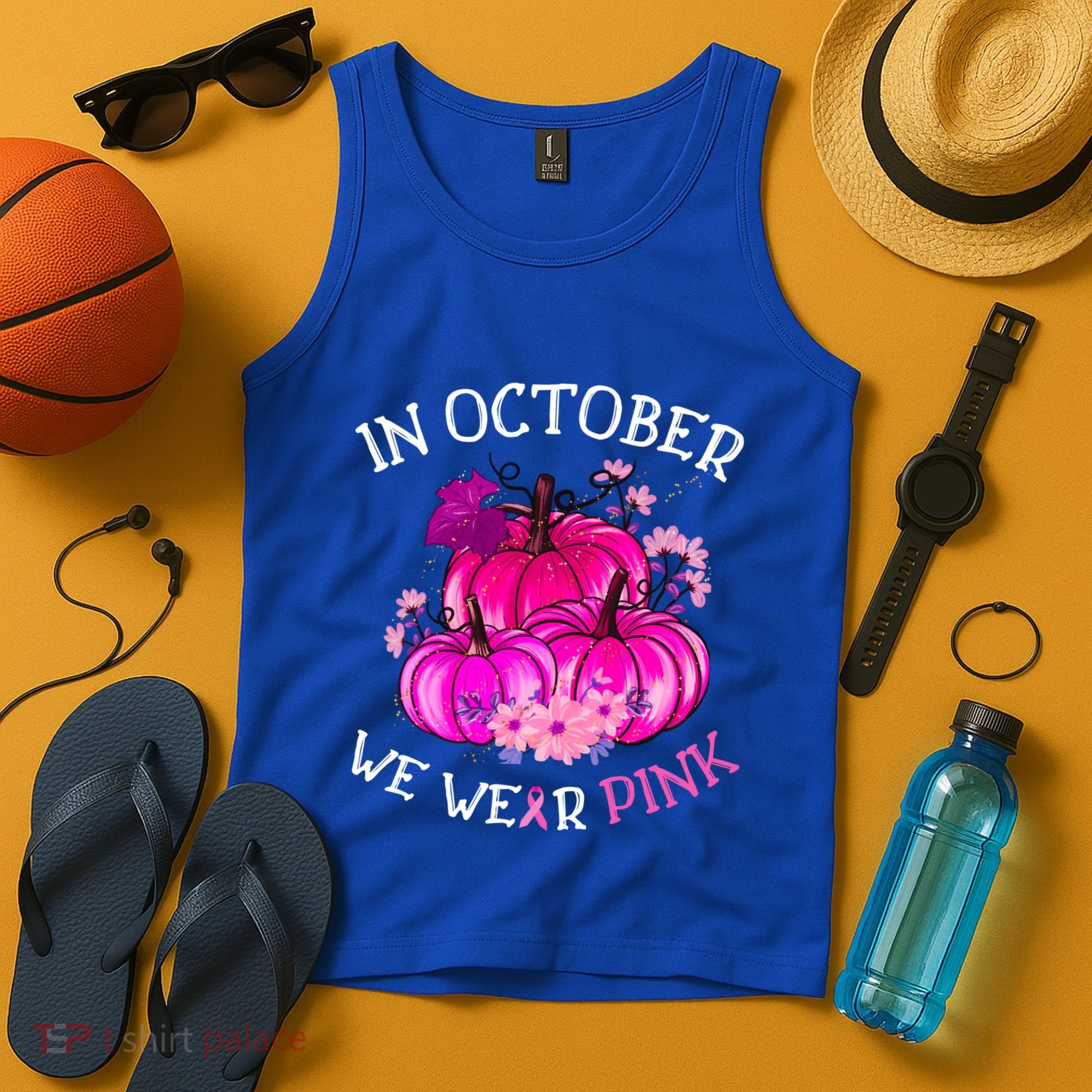 In October We Wear Breast Cancer Awareness October Gift Tank Top