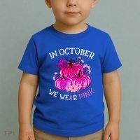 In October We Wear Breast Cancer Awareness October Gift Toddler T-Shirt thumb 2