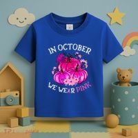 In October We Wear Breast Cancer Awareness October Gift Toddler T-Shirt thumb 3