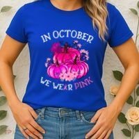 In October We Wear Breast Cancer Awareness October Gift Women's T-Shirt thumb 2