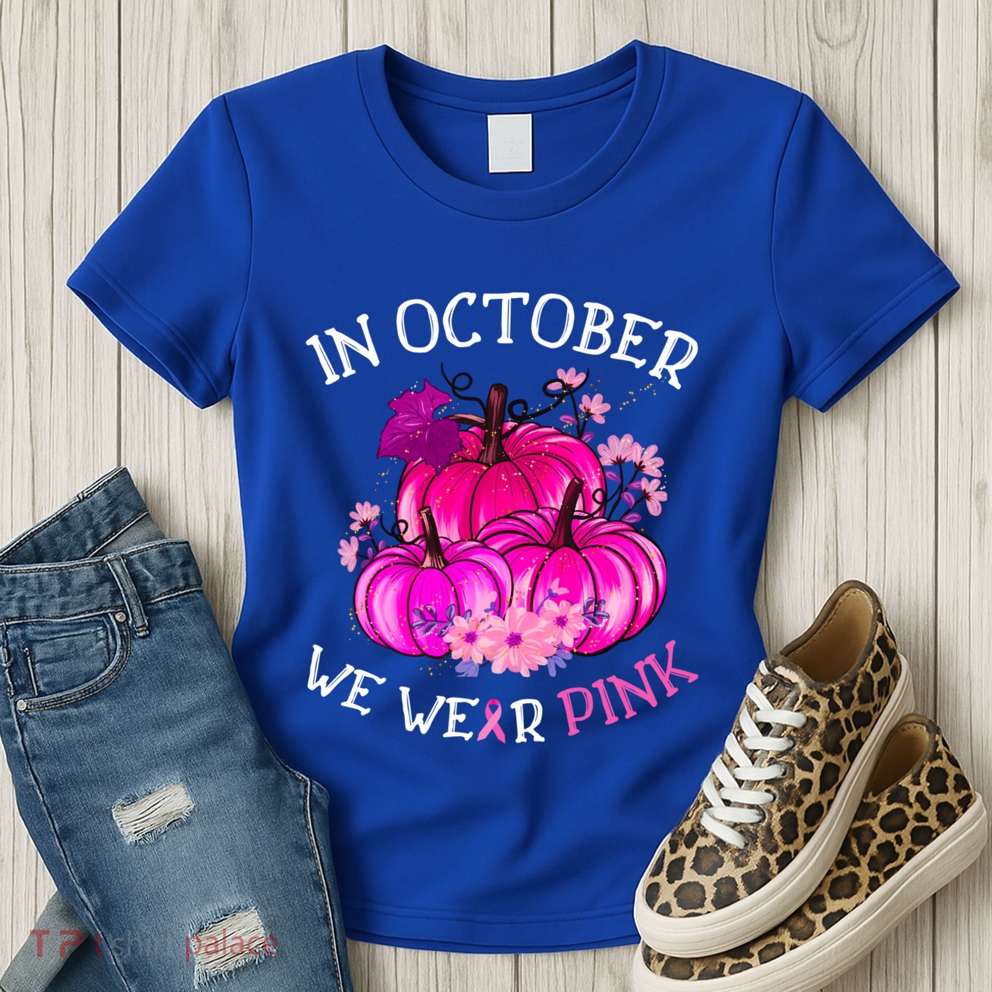 In October We Wear Breast Cancer Awareness October Gift Women's T-Shirt