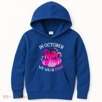In October We Wear Breast Cancer Awareness October Gift Kids Hoodie thumb 0