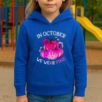 In October We Wear Breast Cancer Awareness October Gift Kids Hoodie thumb 3