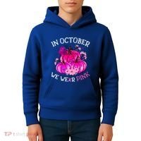 In October We Wear Breast Cancer Awareness October Gift Kids Hoodie thumb 4