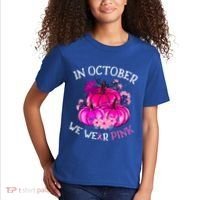In October We Wear Breast Cancer Awareness October Gift Kids T-Shirt thumb 2