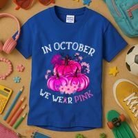 In October We Wear Breast Cancer Awareness October Gift Kids T-Shirt thumb 3